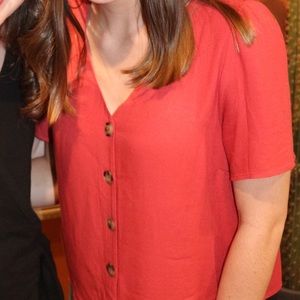 Red Button Up Cropped Top